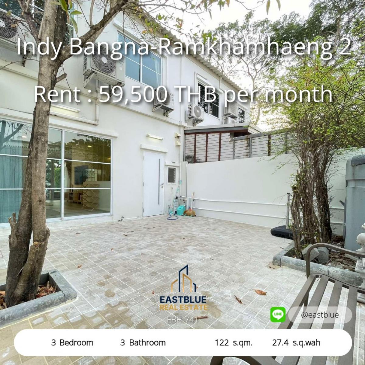 For RentTownhomeBangna, Bearing, Lasalle : Rent: Luxury detached house at Indy Bangna km 15