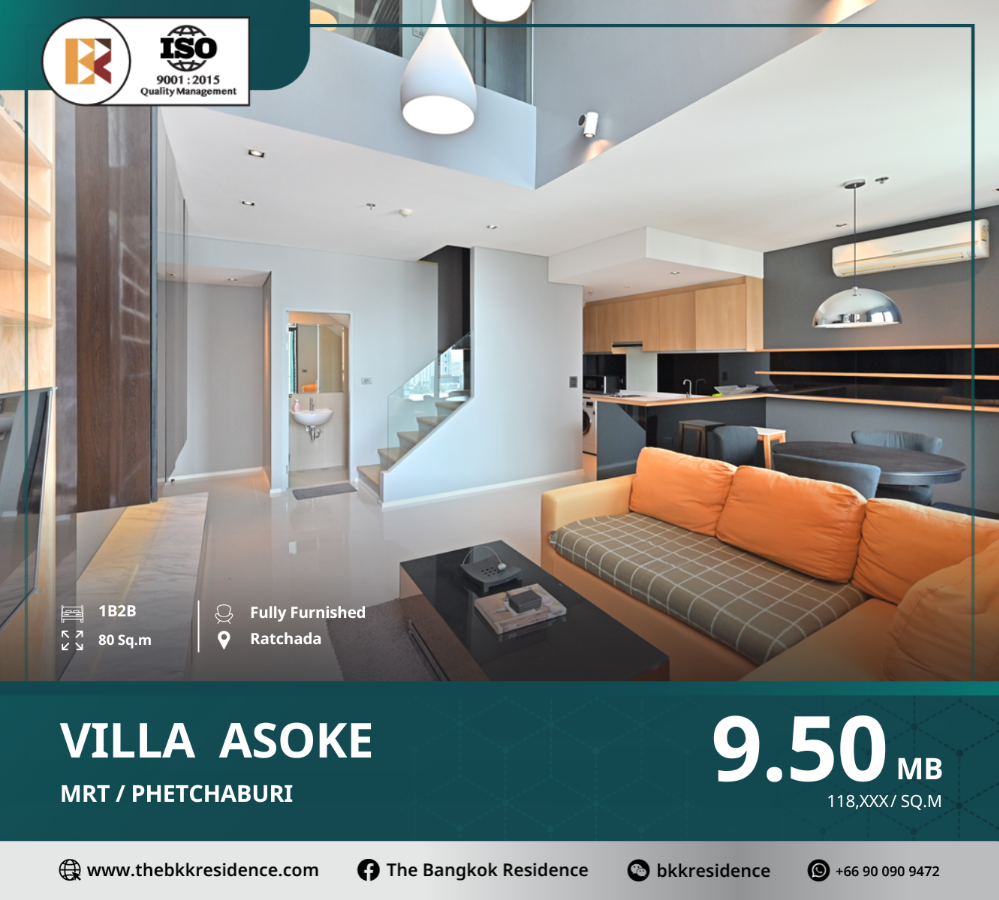 For SaleCondoRama9, Petchburi, RCA : Luxury condo - Villa Asoke, near MRT Phetchaburi