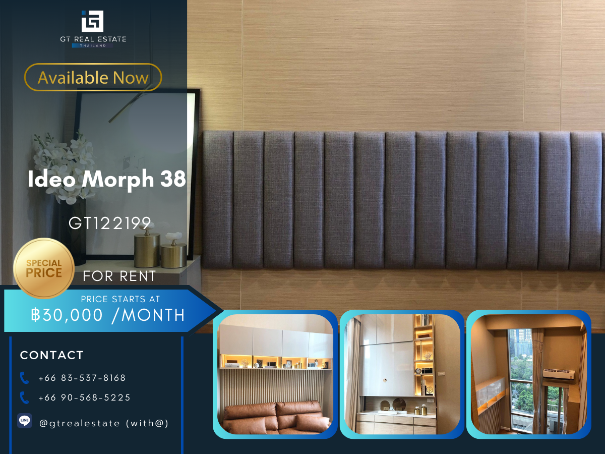 For RentCondoSukhumvit, Asoke, Thonglor : Ideo Morph 38 condo, beautiful room, complete furniture Ready to rent
