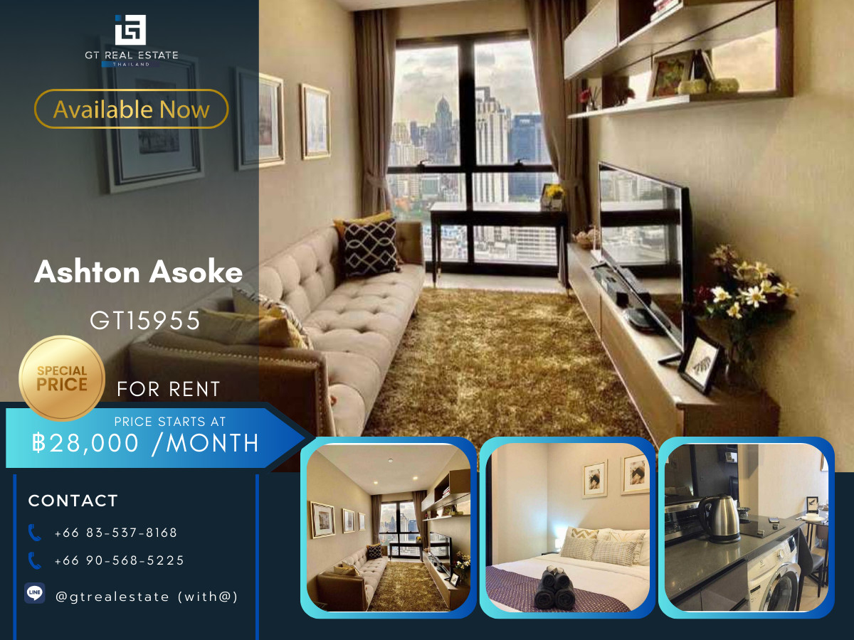 For RentCondoSukhumvit, Asoke, Thonglor : ✨ GT15955 | Condo ASHTON ASOKE, beautiful room, fully furnished. Ready to rent