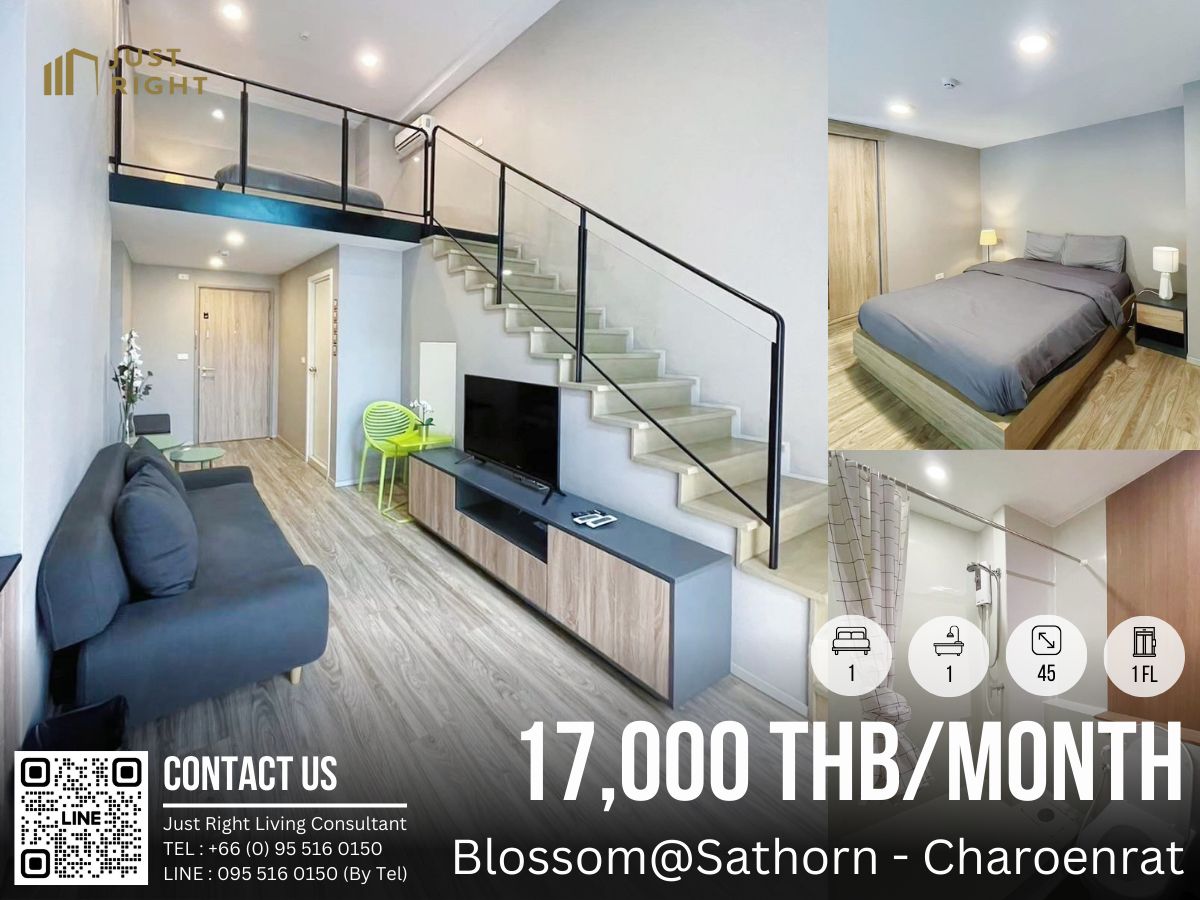 ให้เช่าคอนโดสาทร นราธิวาส : ให้เช่า Blossom Condo @ Sathorn - Charoenrat 1 ห้องนอน 1 ห้องน้ำ 45 ตรม. ห้องสวย พร้อมเข้าอยู่จาก 22,000 ลดพิเศษเพียง 17,000 /เดือน สัญญา 1 ปีเท่านั้น