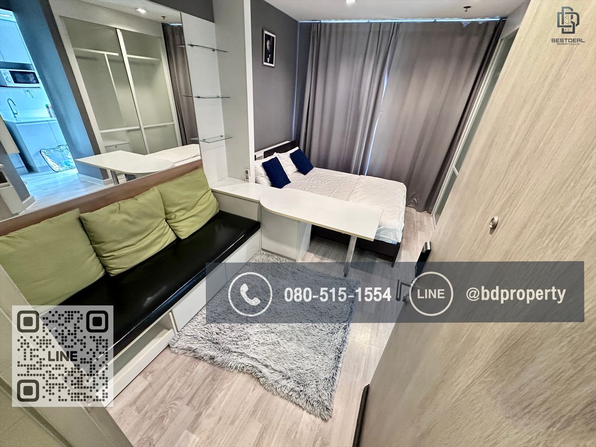 For RentCondoRama9, Petchburi, RCA : Bestdeal  FOR RENT Studio 22 sqm. Rental 12,000 THB /month CONDO “IDEO MOBI RAMA 9” Near Phraram Kao 9 MRT Station 80 meters.