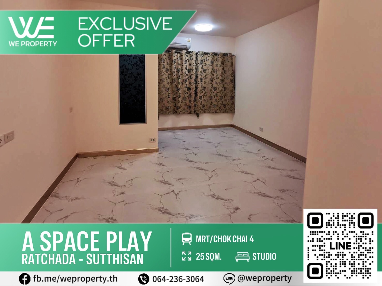 ขายคอนโดรัชดา ห้วยขวาง : ทิศตะวันออก ห้องราคาดีที่สุด⭐A Space Play Ratchada-Sutthisan (เอ สเปซ เพลย์ รัชดา-สุทธิสาร)