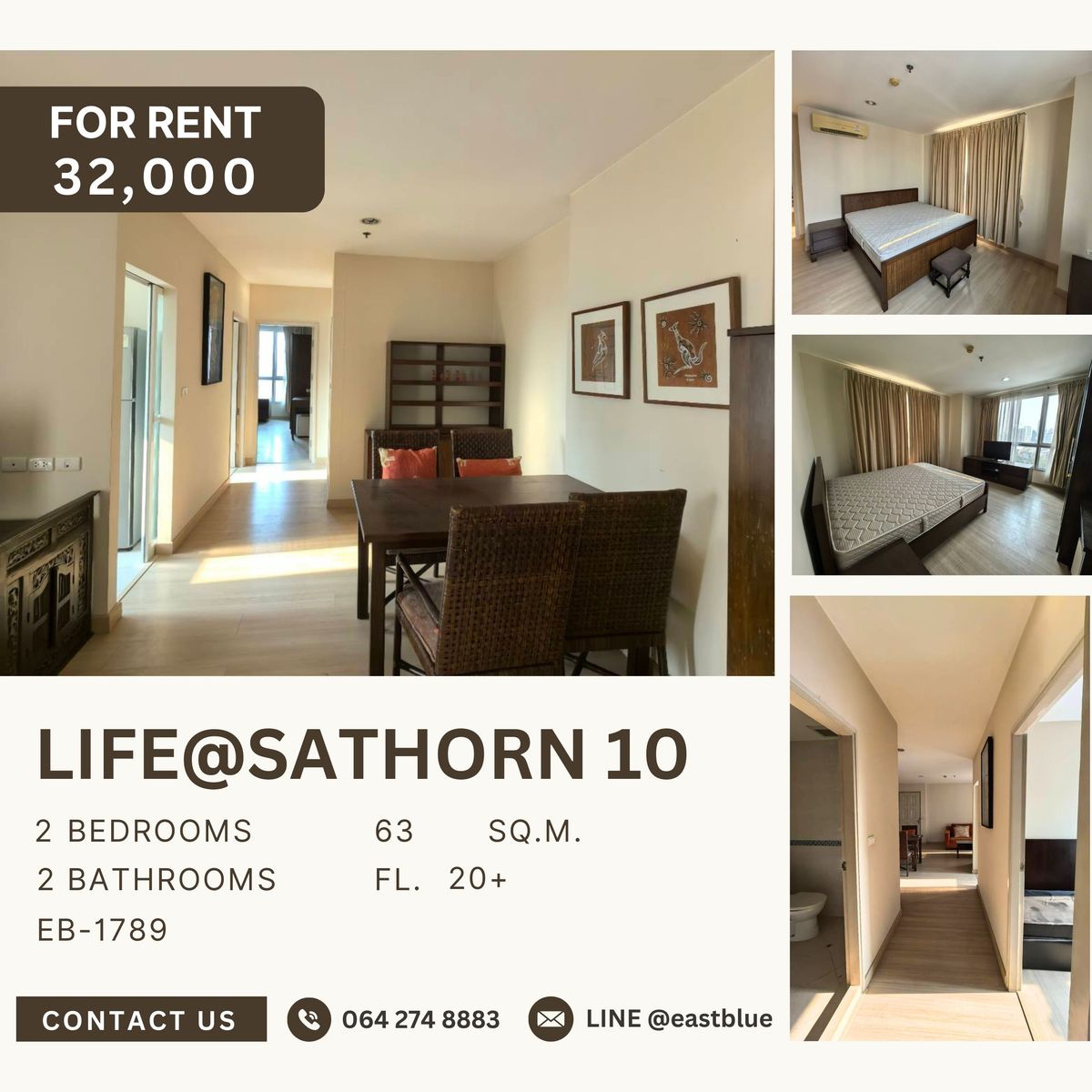 For RentCondoSathorn, Narathiwat : Life@Sathorn 10, 2 bed, 32000 per month
