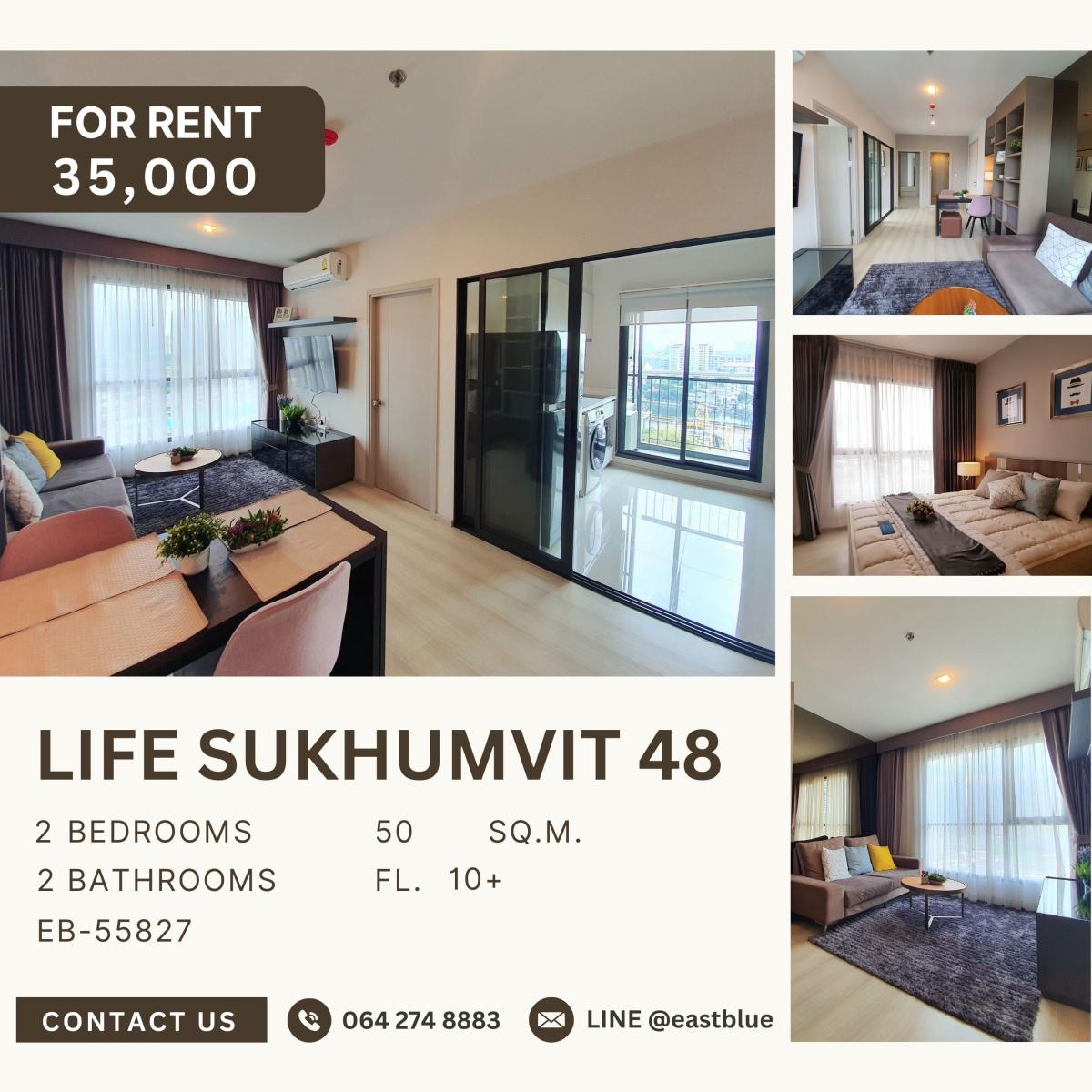 ให้เช่าคอนโดอ่อนนุช อุดมสุข : Life Sukhumvit 48, 2 bed, 35000 per month