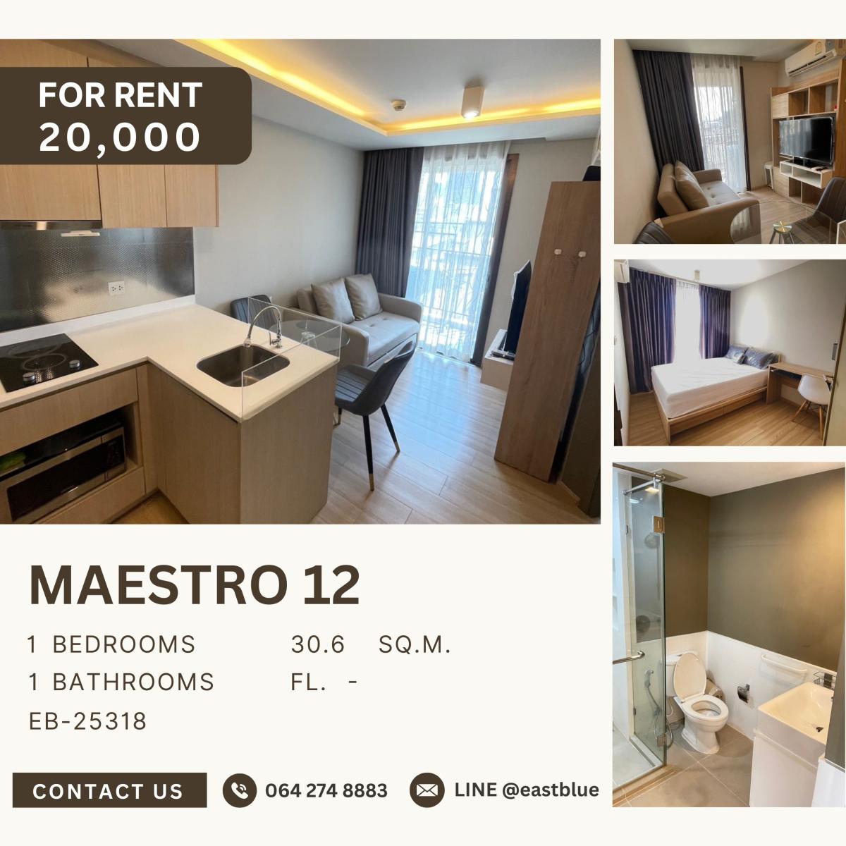 For RentCondoRatchathewi,Phayathai : Maestro 12, 1 bed, 20000 per month