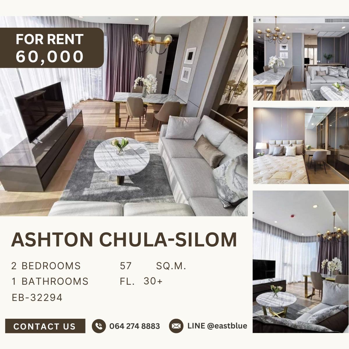 For RentCondoSiam Paragon ,Chulalongkorn,Samyan : Ashton Chula-Silom, 2 bed, 60000 per month