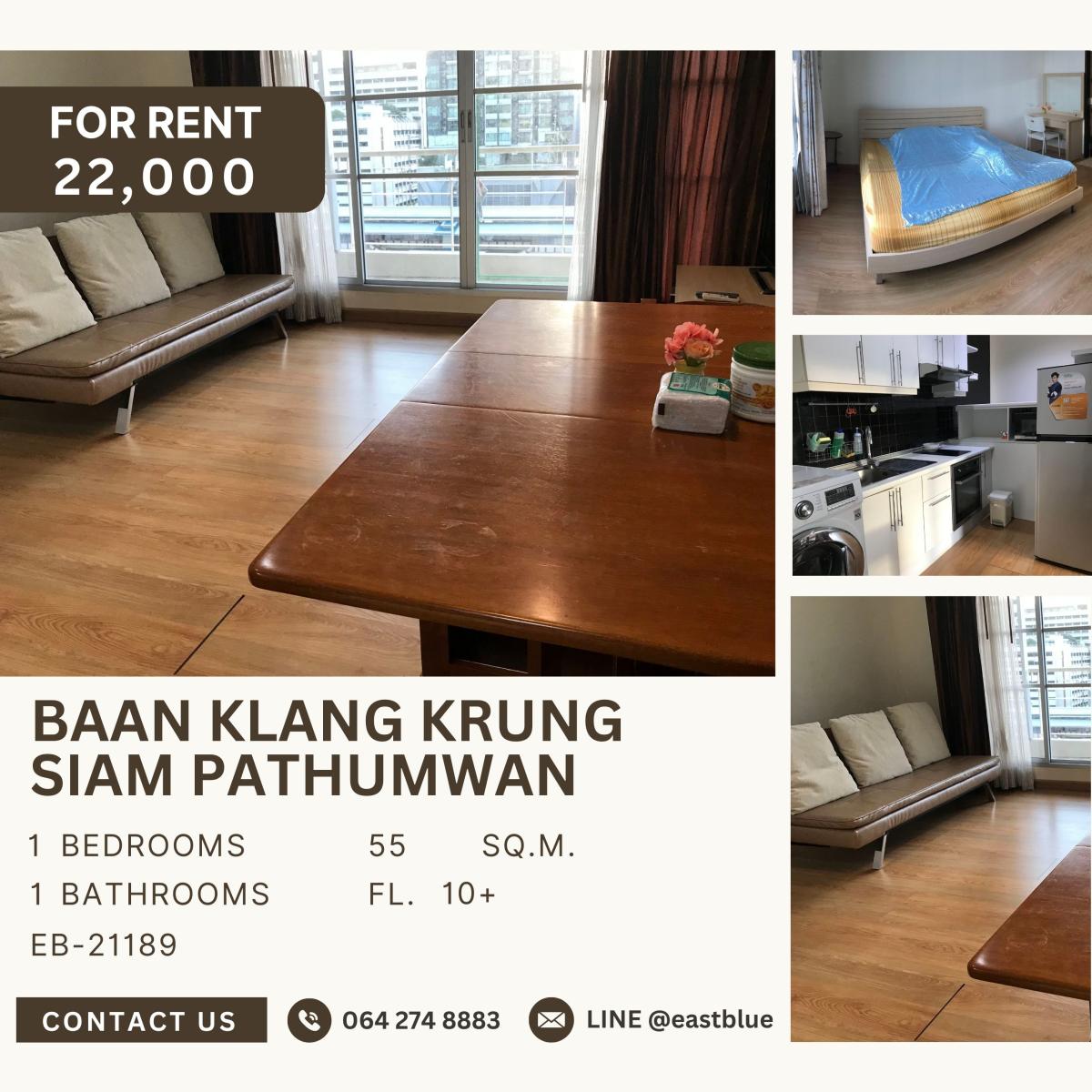 For RentCondoRatchathewi,Phayathai : Baan Klang Krung Siam Pathumwan, 1 bed, 22000 per month