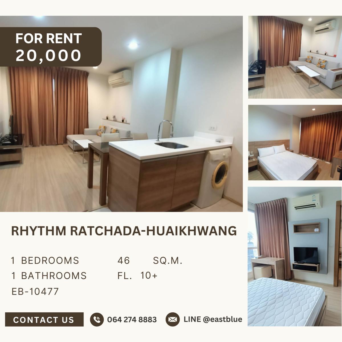 For RentCondoRatchadapisek, Huaikwang, Suttisan : RHYTHM Ratchada-Huaikhwang O, 1 bed, 20000 per month