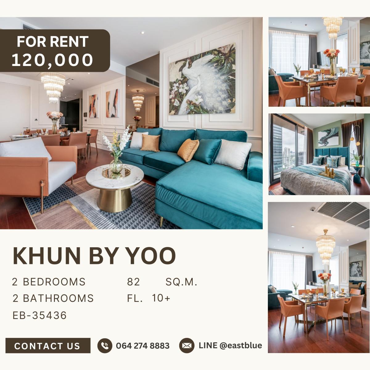 For RentCondoSukhumvit, Asoke, Thonglor : Khun by Yoo, 2 bed, 120000 per month