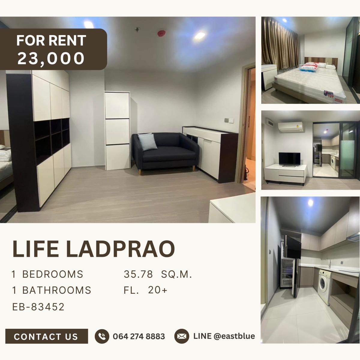 For RentCondoLadprao, Central Ladprao : Life Ladprao, 1 bed, 23000 per month