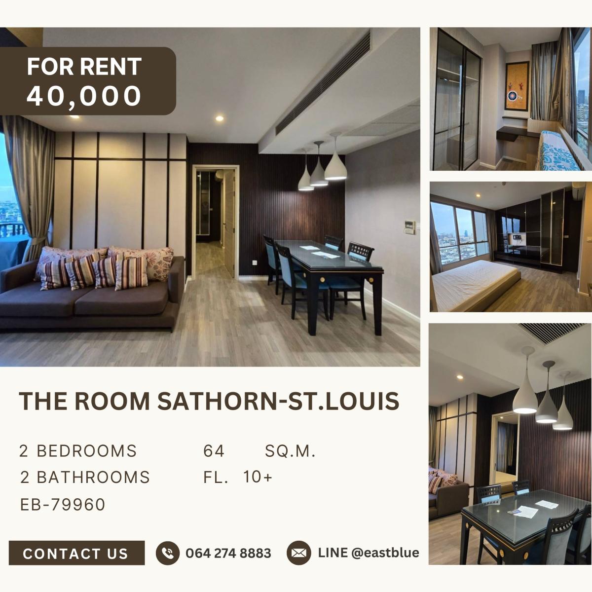 ให้เช่าคอนโดสาทร นราธิวาส : The Room Sathorn-St.Louis, 2 bed, 40000 per month