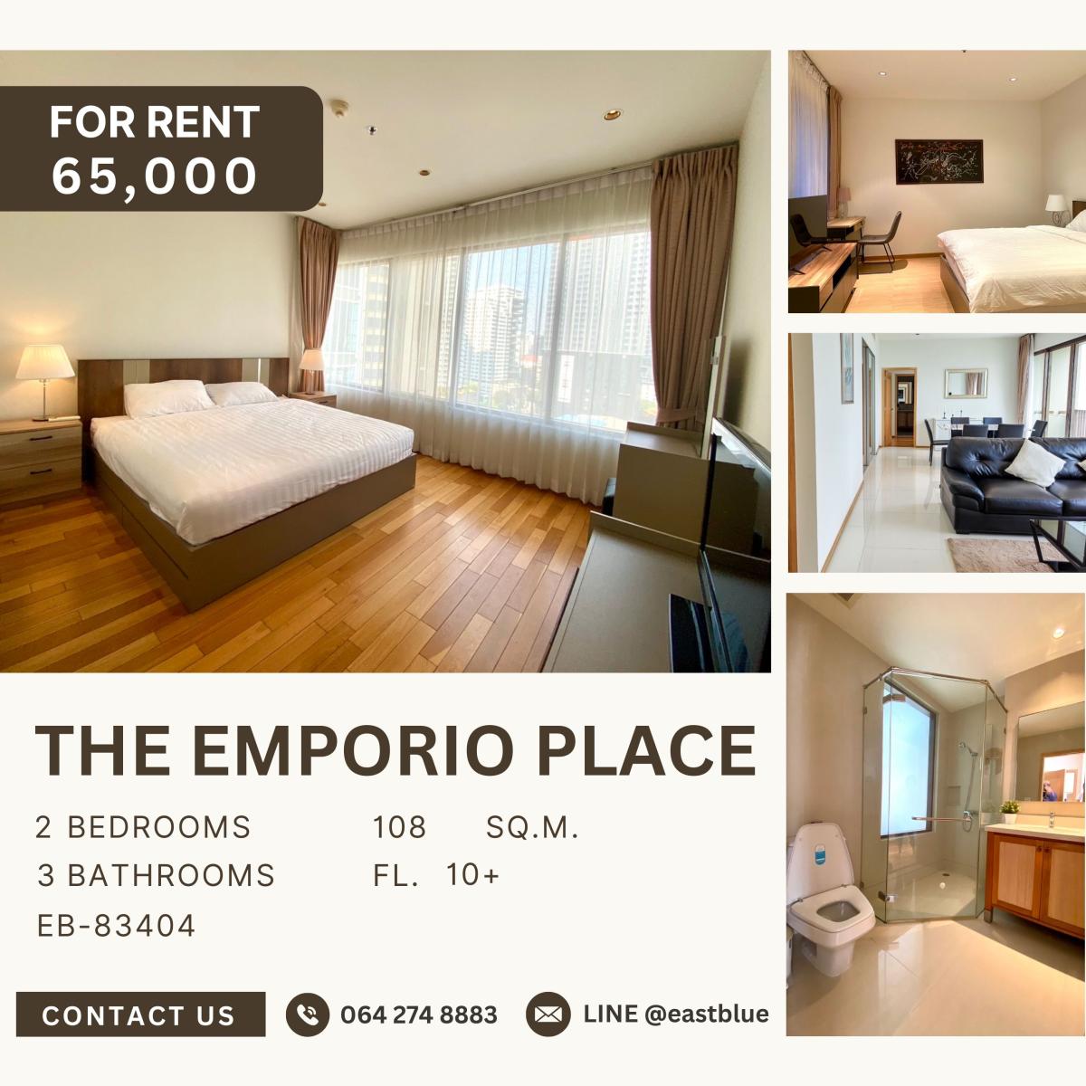 For RentCondoSukhumvit, Asoke, Thonglor : The Emporio Place, 2 bed, 65000 per month
