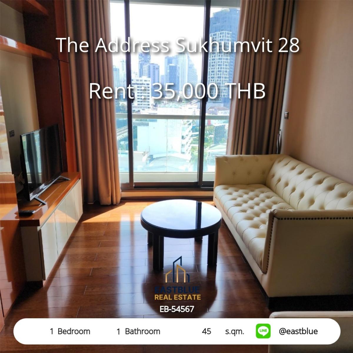 ให้เช่าคอนโดสุขุมวิท อโศก ทองหล่อ : The Address Sukhumvit 28 - เช่าคอนโด 1 นอน ใจกลางพร้อมพงษ์ เดินเพียง 300 ม. ถึง BTS, ราคาเพียง 35,000 บ./เดือน!