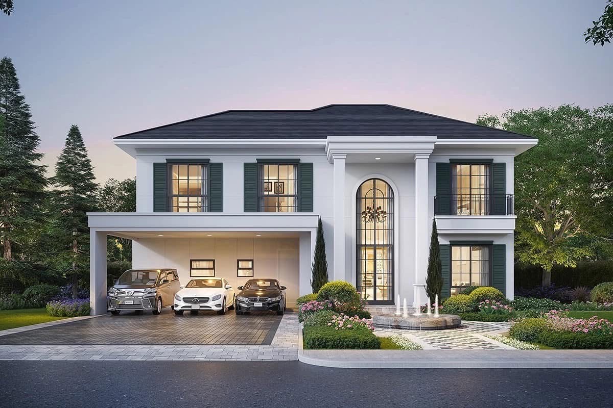 For SaleHouseNawamin, Ramindra : Hot Deal‼ ️ Discount 2 million* North 308 sq.m. with Double Volume 4 🛌 5 🛁 3 🚗 Buy directly with the project 095-9299924 (Khun Benz)