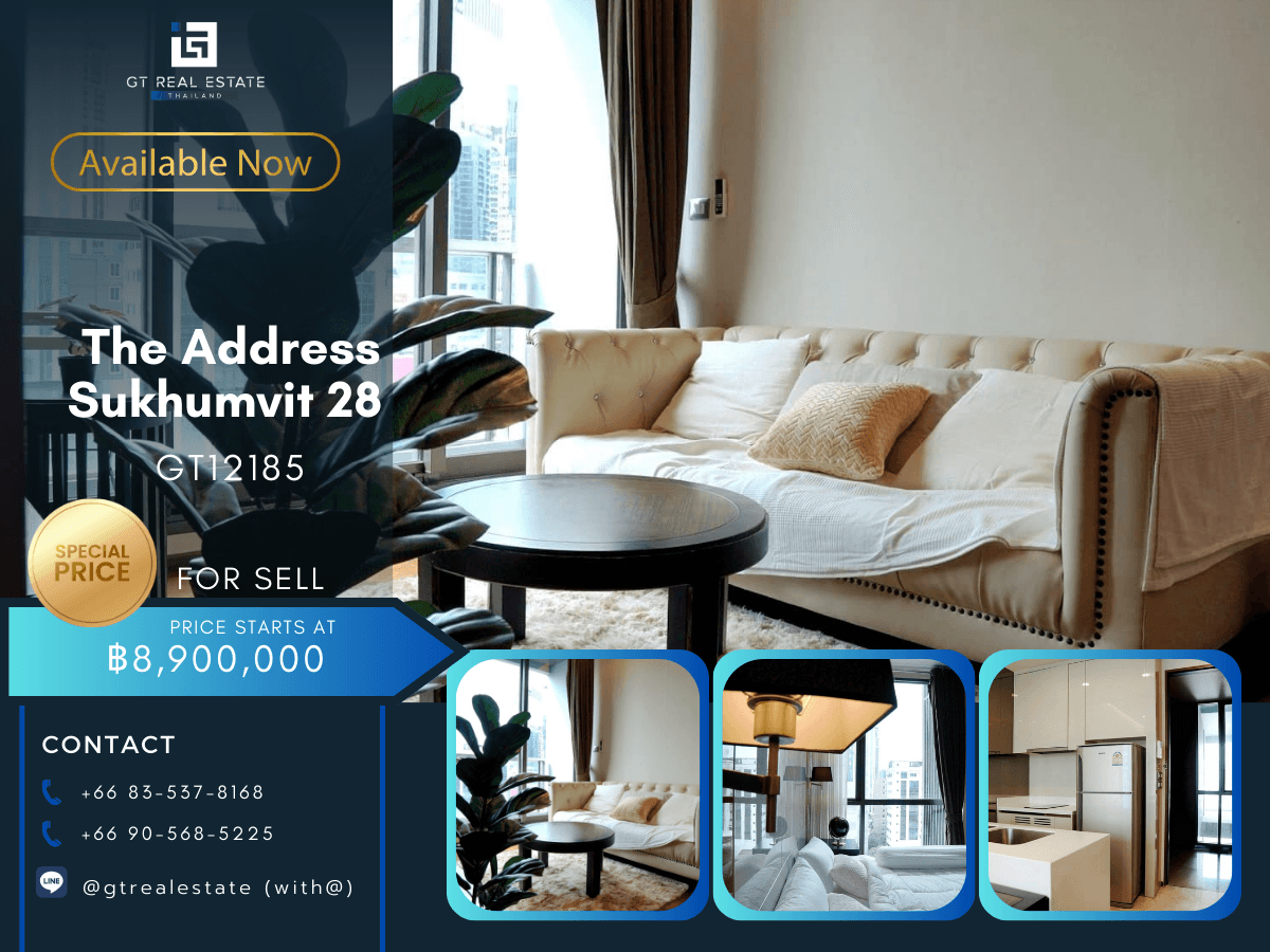 ขายคอนโดสุขุมวิท อโศก ทองหล่อ : คอนโด  The Address Sukhumvit 28 ห้องสวย เฟอร์นิเจอร์ครบ พร้อมขาย