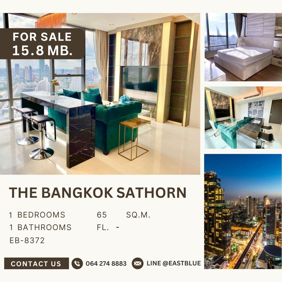 For SaleCondoSathorn, Narathiwat : Beautifully decorated room on a high floor with a river view. Fully furnished common area. Next to BTS Surasak.