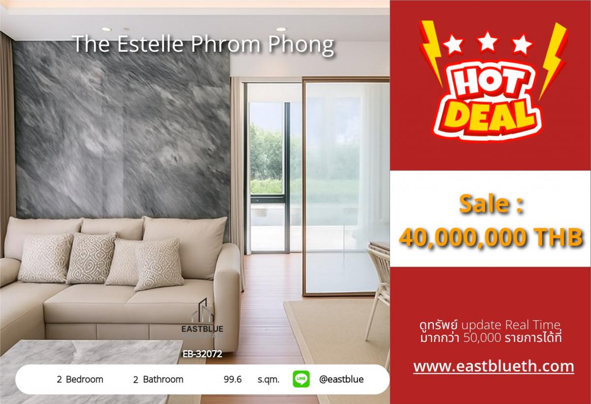 For SaleCondoSukhumvit, Asoke, Thonglor : The Estelle Phrom Phong, beautiful new room, free transfer fee!!! Brand new room, just unpacked.
