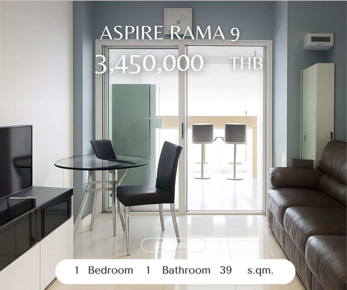 ขายคอนโดพระราม 9 เพชรบุรีตัดใหม่ RCA : 📢 🔥 ขายคอนโด Aspire Rama 9 ราคาดี ทำเลเยี่ยม! 1 ห้องนอน 1 ห้องน้ำ39 ตร.ม.ขายเพียง  3,450,000 บาท (ราคาดี คุ้มสุดในทำเลนี้!) 📞 Call: 086-746-8882 (K. Cooper)