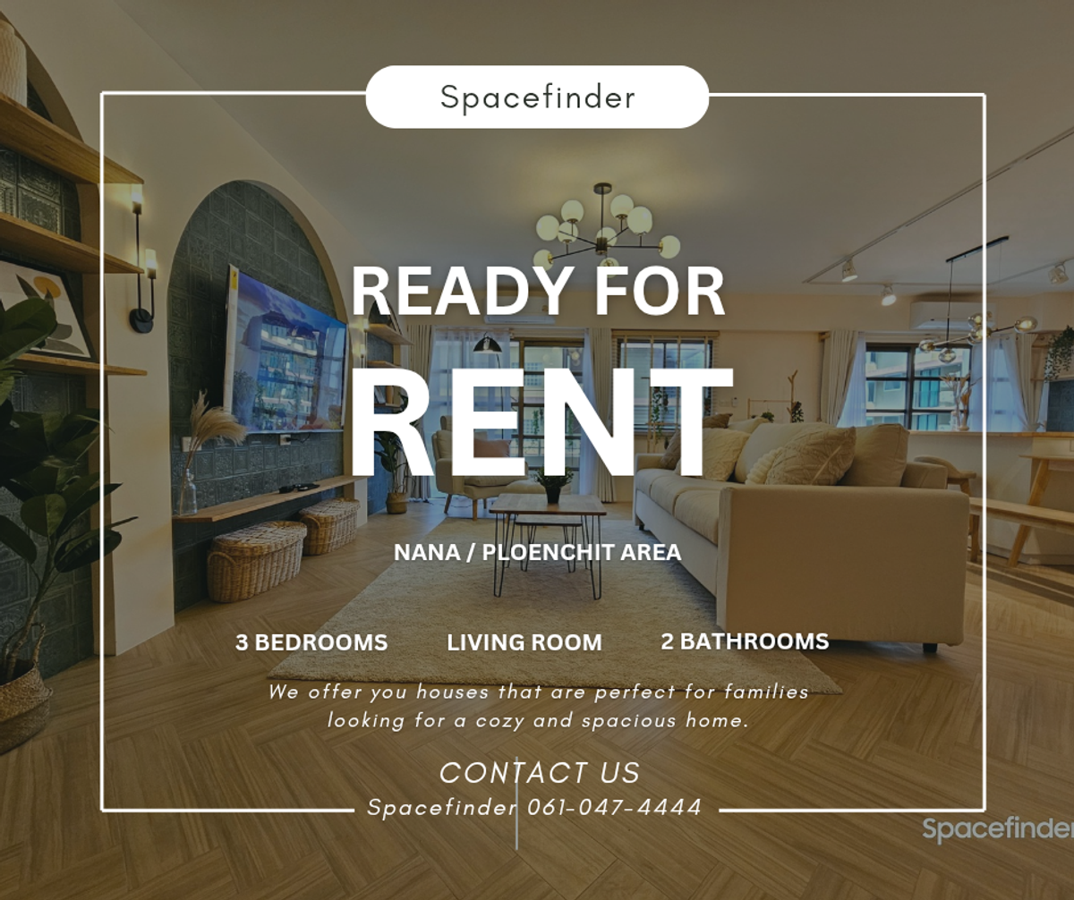 For RentCondoSukhumvit, Asoke, Thonglor : Spacious & Stylish Condo with a Large Kitchen in Nana/Ploenchit! Call Spacefinder 061-047-4444 