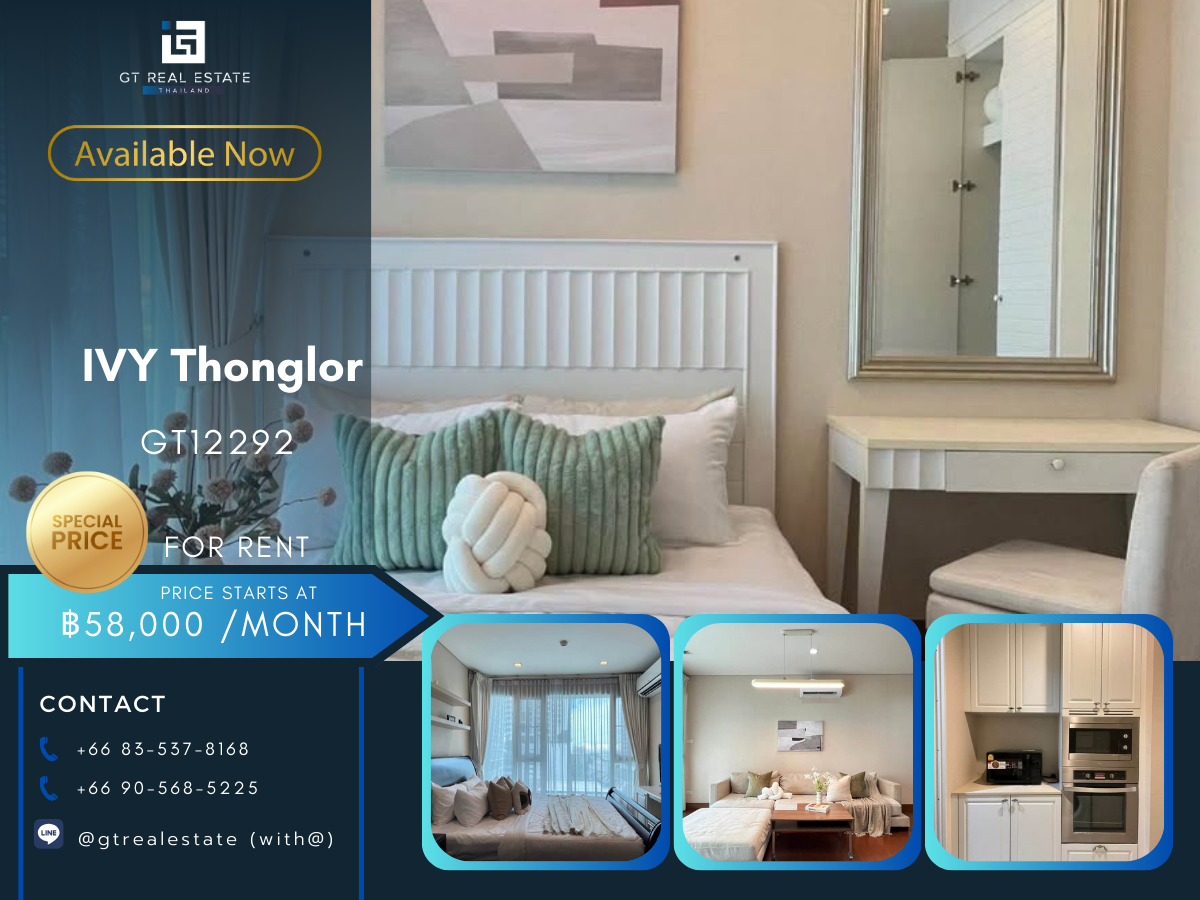 For RentCondoSukhumvit, Asoke, Thonglor : Ivy Thonglor Condo, beautiful room, complete furniture Ready to rent