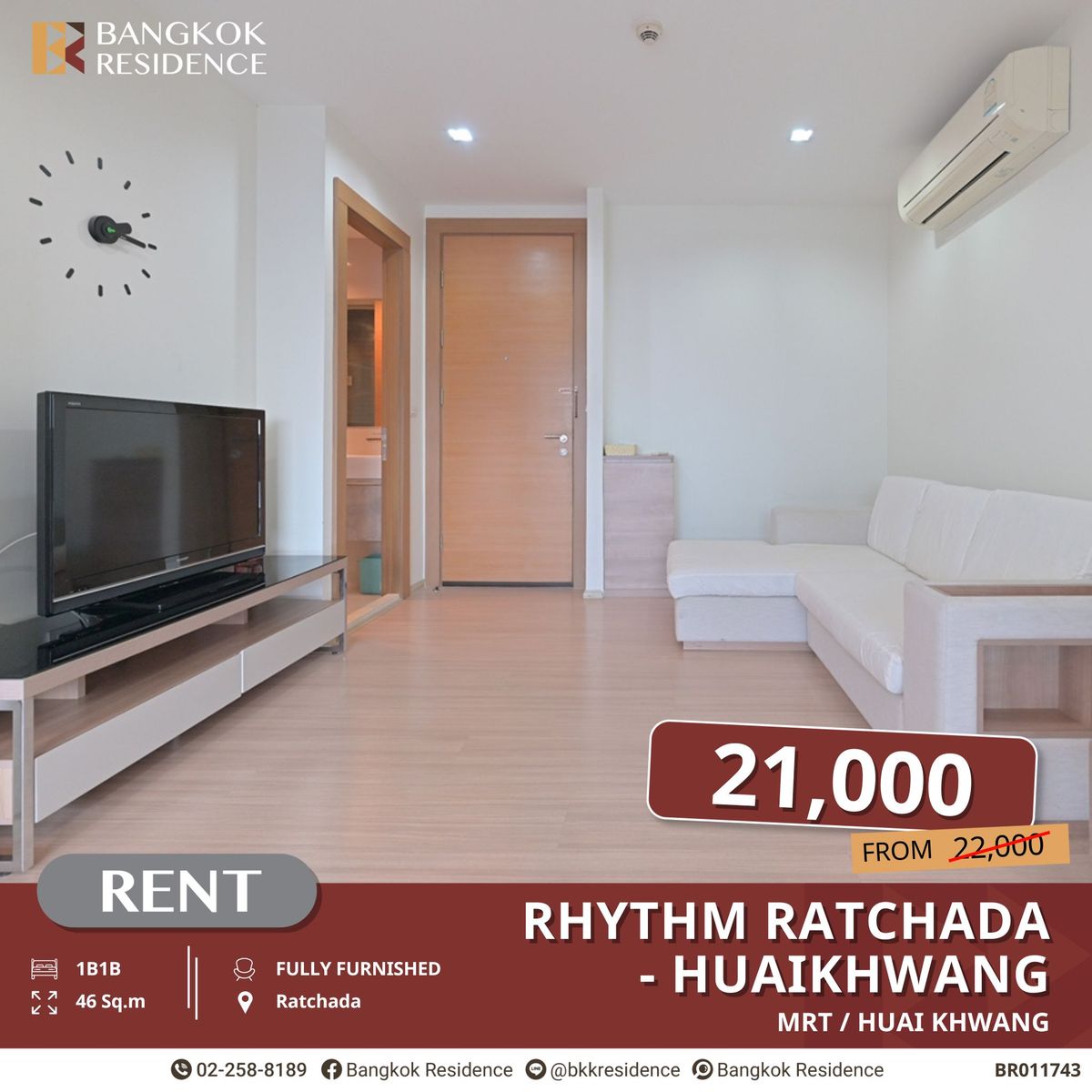 For RentCondoRatchadapisek, Huaikwang, Suttisan : RHYTHM Ratchada-Huaikhwang, Beautiful Room Near MRT Huai Khwang