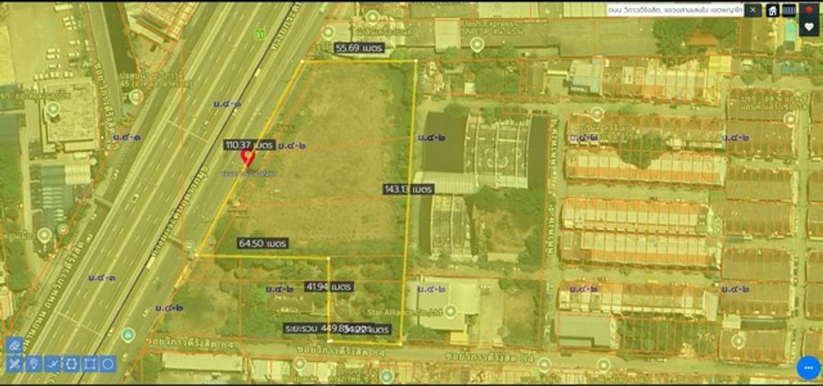 For SaleLandVipawadee, Don Mueang, Lak Si : Selling cheap land on Vibhavadi Rangsit Road (an area of ​​5-2-41 rai for sale 165,000 baht, totaling 369,765,000 million) Chatuchak, Bangkok