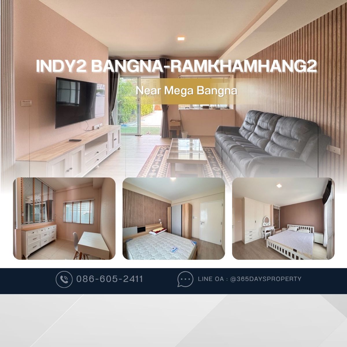 ให้เช่าบ้านบางนา แบริ่ง ลาซาล : 💥ForRent💥3Bed • Indy2 Bangna-Ramkhamhang 2 🏡 Near Mega Bangna‼️ Ready to move in ‼️