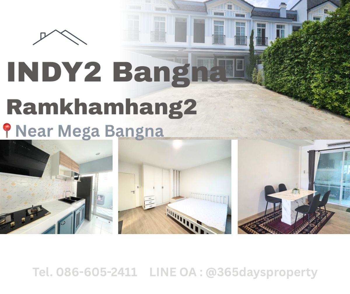 ให้เช่าบ้านบางนา แบริ่ง ลาซาล : 💥ForRent💥3Bed • Indy2 Bangna-Ramkhamhang 2 🏡 Near Mega Bangna‼️ Ready to move in ‼️