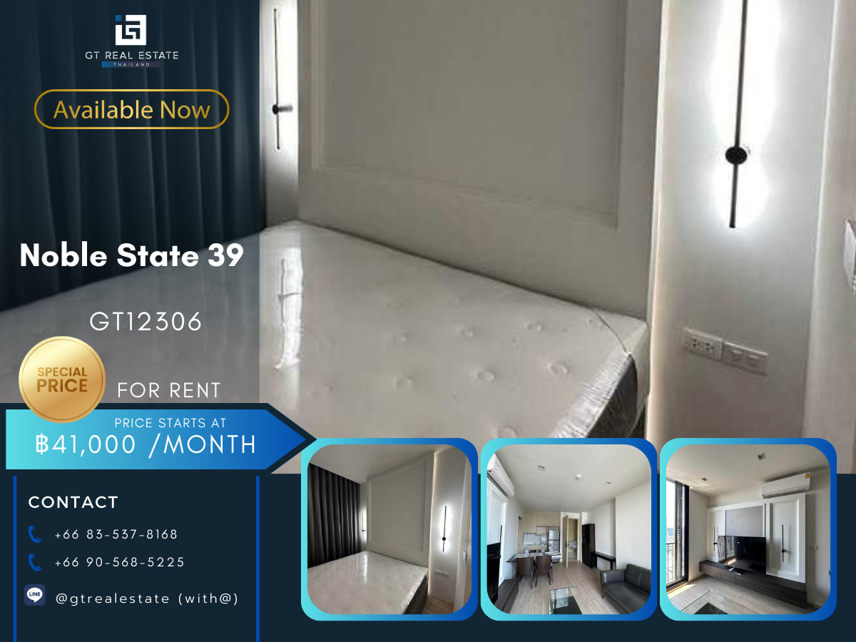 For RentCondoSukhumvit, Asoke, Thonglor : NOLLE State 39 Condo, beautiful room, complete furniture Ready to rent
