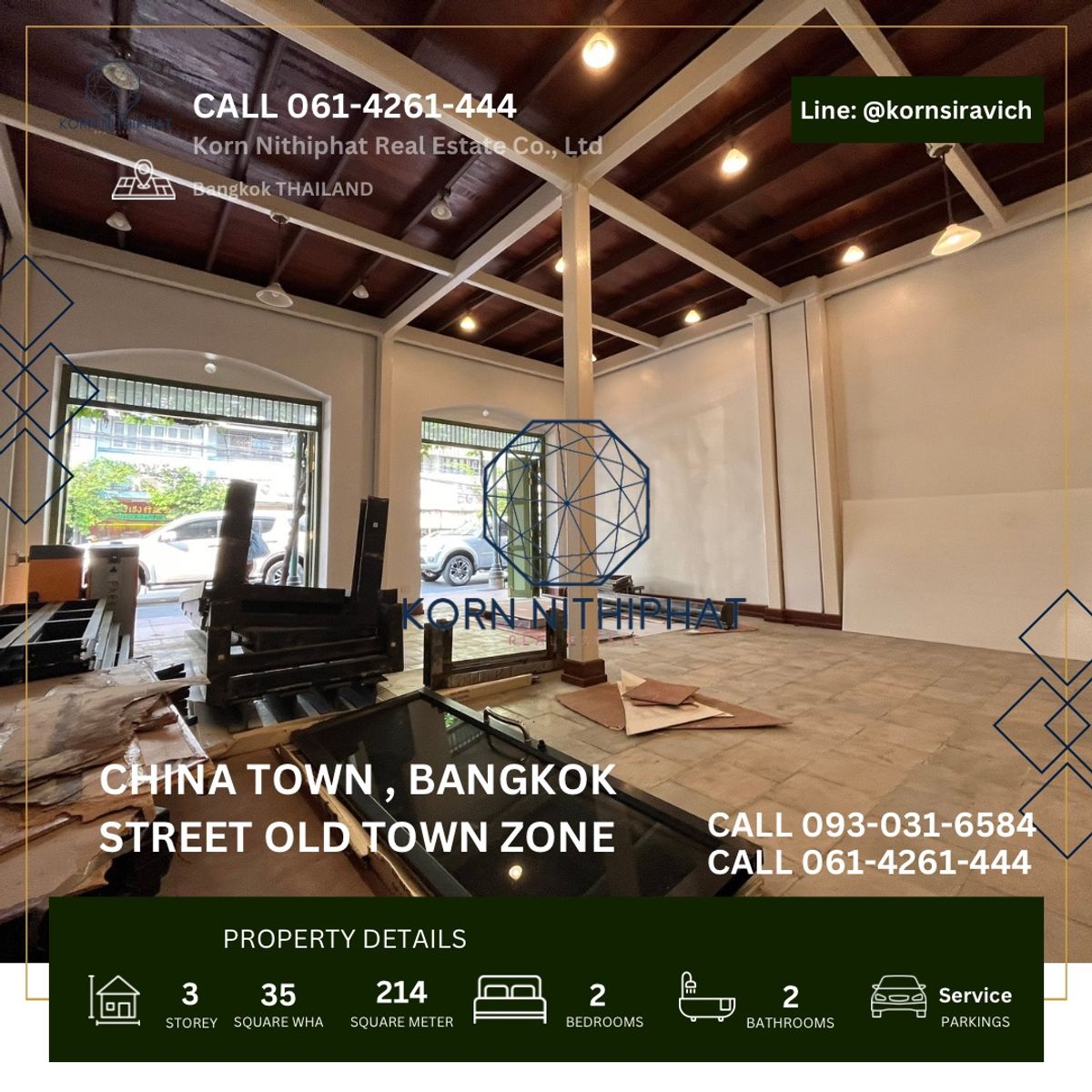 For RentShop HouseYaowarat, Banglamphu : Renting a commercial building, 2 booths, on the main road, Yaowarat area, near MRT Sam Yot, Khao San, old town