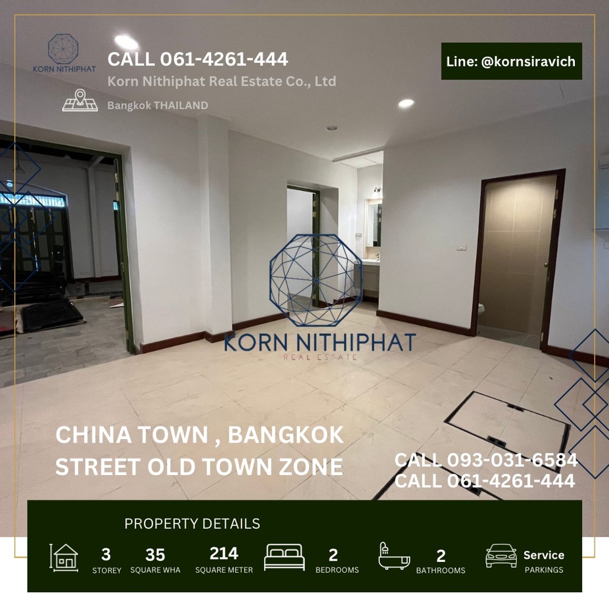 For RentShop HouseYaowarat, Banglamphu : Renting a commercial building, 2 booths, on the main road, Yaowarat area, near MRT Sam Yot, Khao San, old town