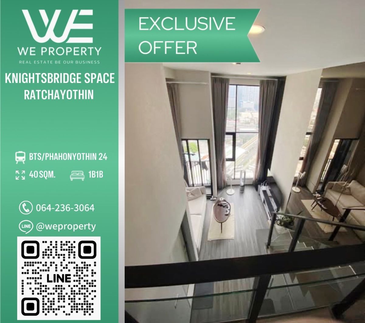 For SaleCondoKasetsart, Ratchayothin : Good view, no building Firing of good prices ⭐Knightsbridge Space Ratchayothin