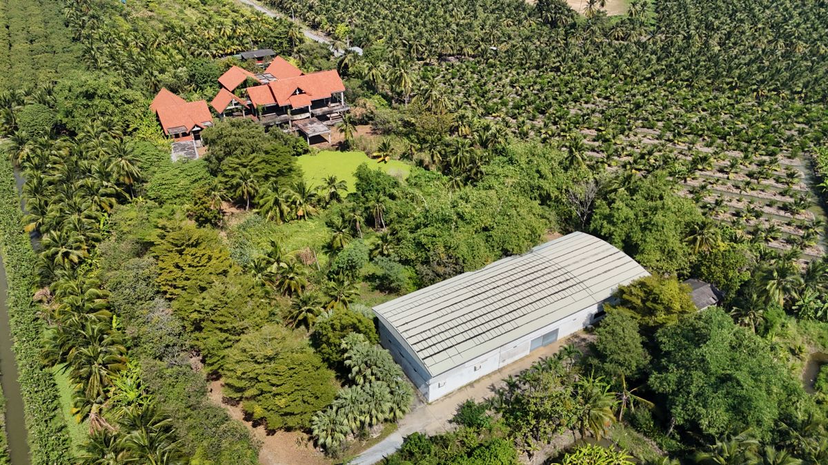 For SaleLandNakhon Pathom : Land for sale with buildings, 7-2-23 rai, only 50 minutes from Bangkok, Khlong Mai Subdistrict, Sam Phran District, Nakhon Pathom Province