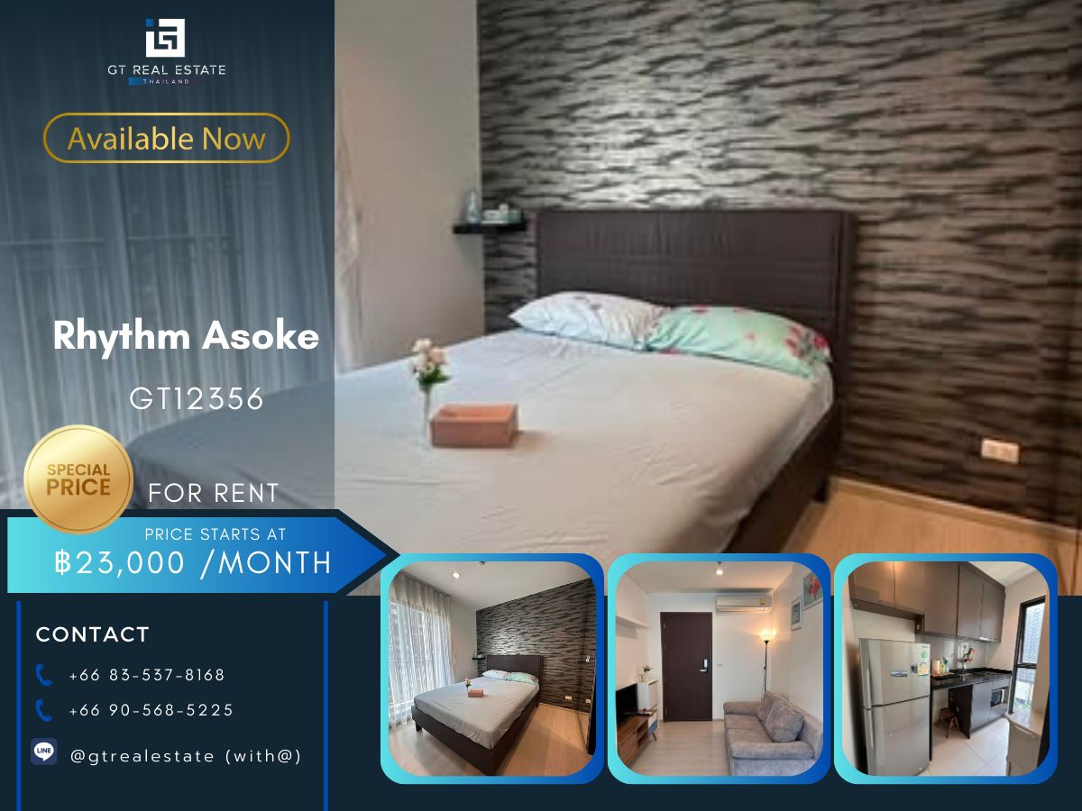 For RentCondoRama9, Petchburi, RCA : Rhythm Asoke Condo, beautiful room, complete furniture Ready to rent