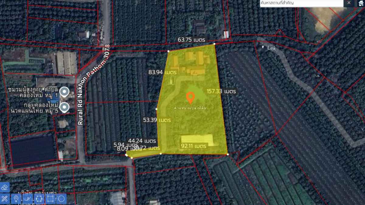 ขายที่ดินนครปฐม : ขายที่ดินพร้อมสิ่งปลูกสร้าง 7-2-23ไร่ เพียง50นาทีจากกรุงเทพฯ ต.คลองใหม่ อ.สามพราน จ.นครปฐม