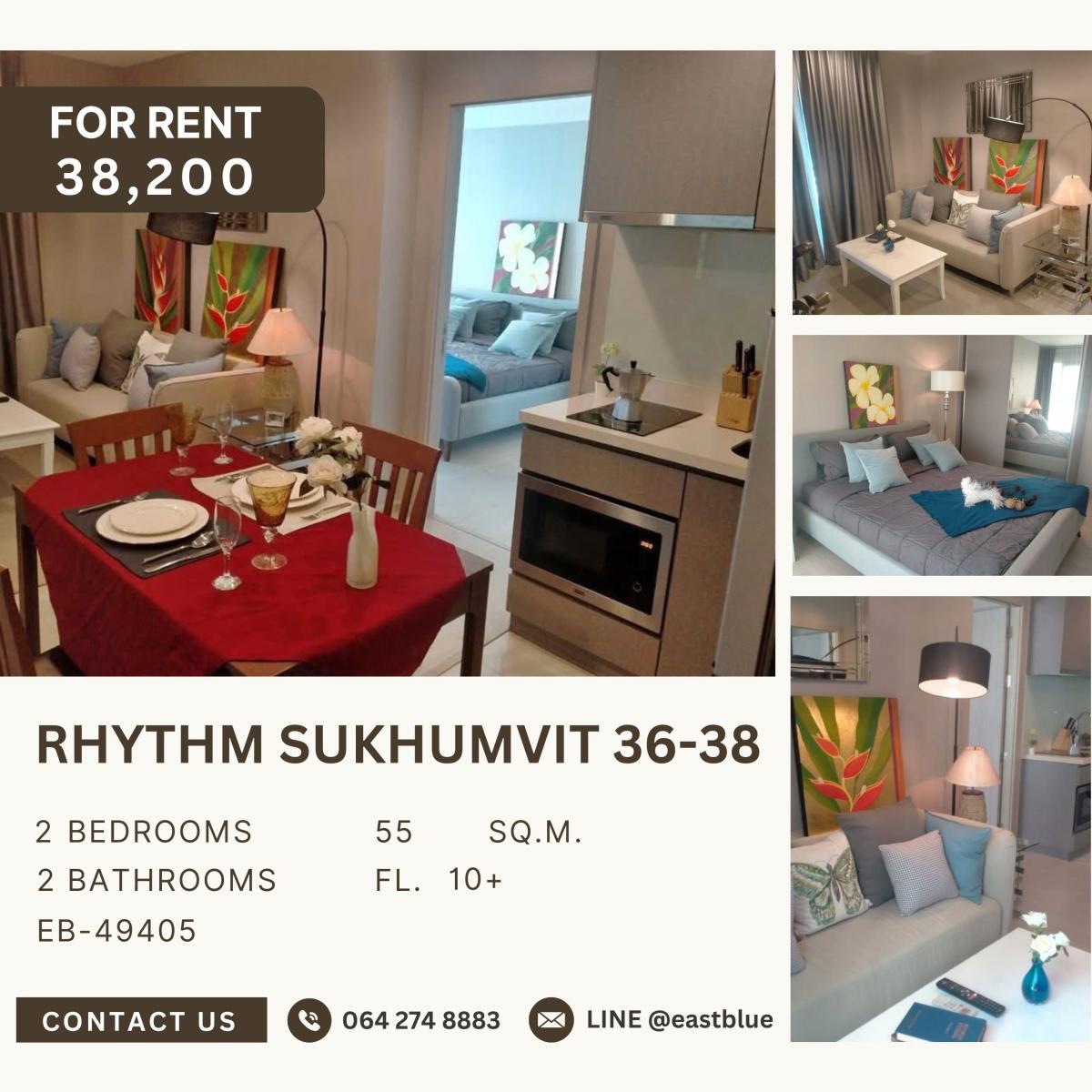 ให้เช่าคอนโดสุขุมวิท อโศก ทองหล่อ : RHYTHM Sukhumvit 36-38, 2 bed, 38200 per month