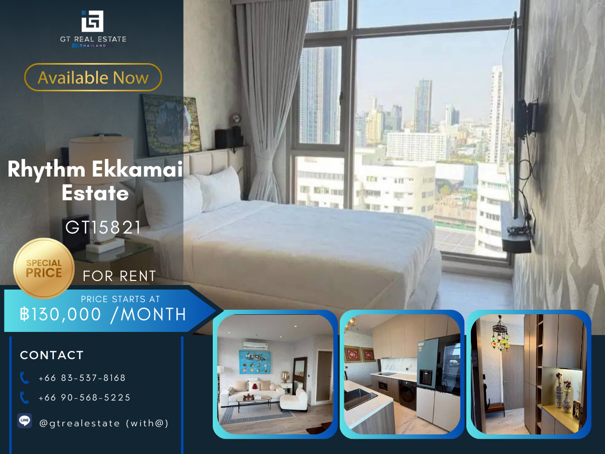 ให้เช่าคอนโดสุขุมวิท อโศก ทองหล่อ : ✨ GT15821 | คอนโด Rhythm Ekkamai Estate ห้องสวย เฟอร์นิเจอร์ครบ พร้อมเช่าอยู่