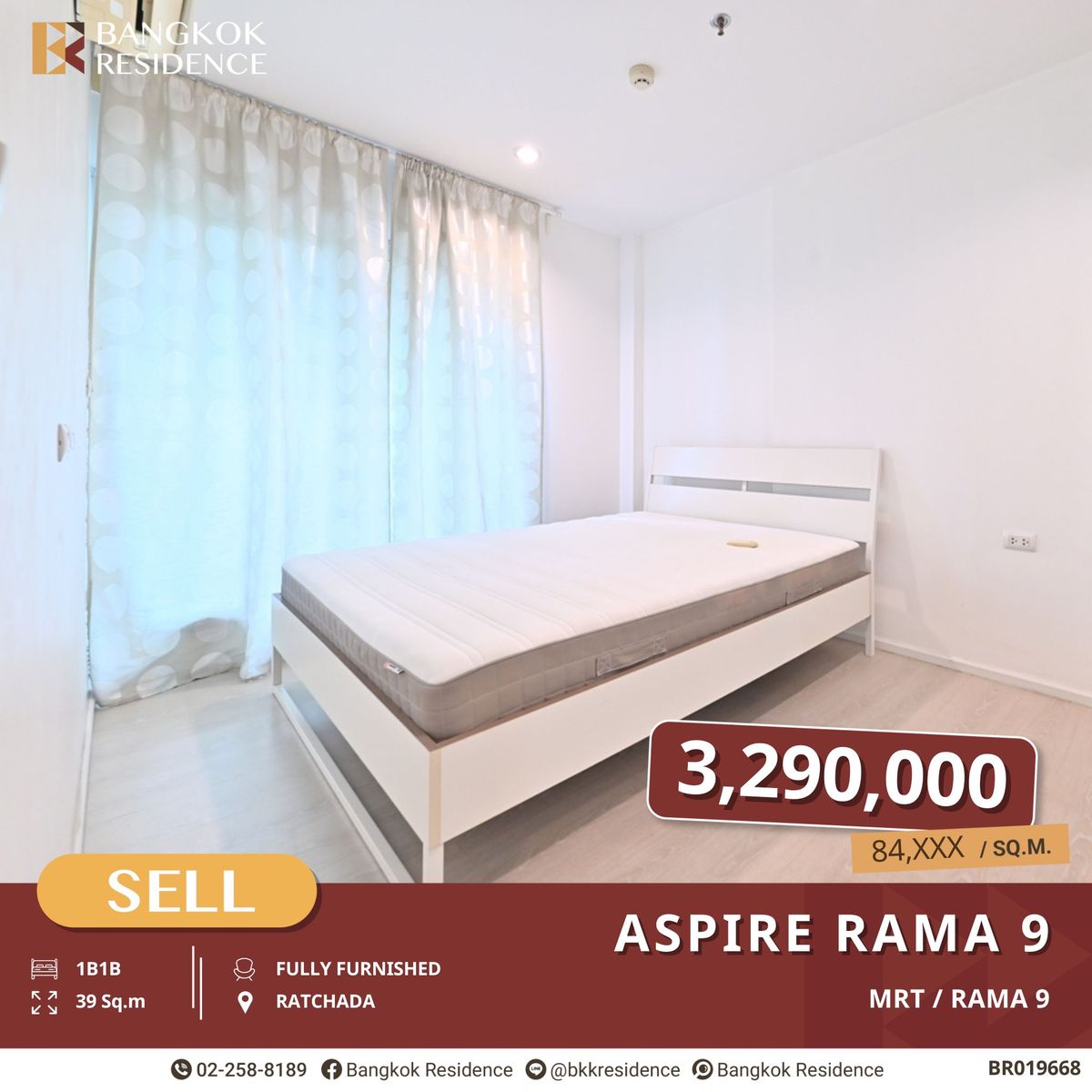 For SaleCondoRama9, Petchburi, RCA : A Smart Investment, Great for Living! Aspire Rama 9, 1B1B near MRT Rama 9