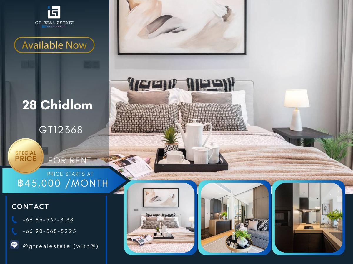 For RentCondoWitthayu, Chidlom, Langsuan, Ploenchit : Condo 28 CHIDLOM. Beautiful room, complete furniture. Ready to rent