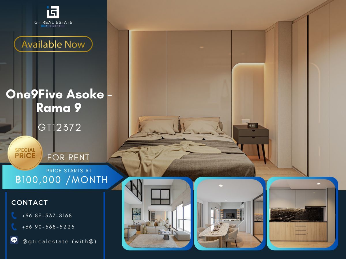 For RentCondoRama9, Petchburi, RCA : One9five Asoke - Rama 9 Condo, beautiful room, complete furniture Ready to rent