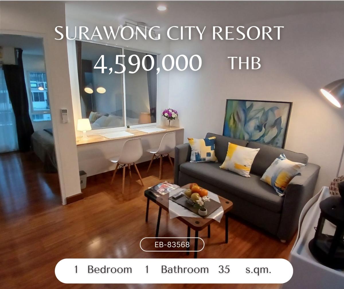 For SaleCondoSilom, Saladaeng, Bangrak : Surawong City Resort ห้องสวย สภาพดีมาก ใกล้จุฬา สามย่าน พระราม 4 เดินทางสะดวก