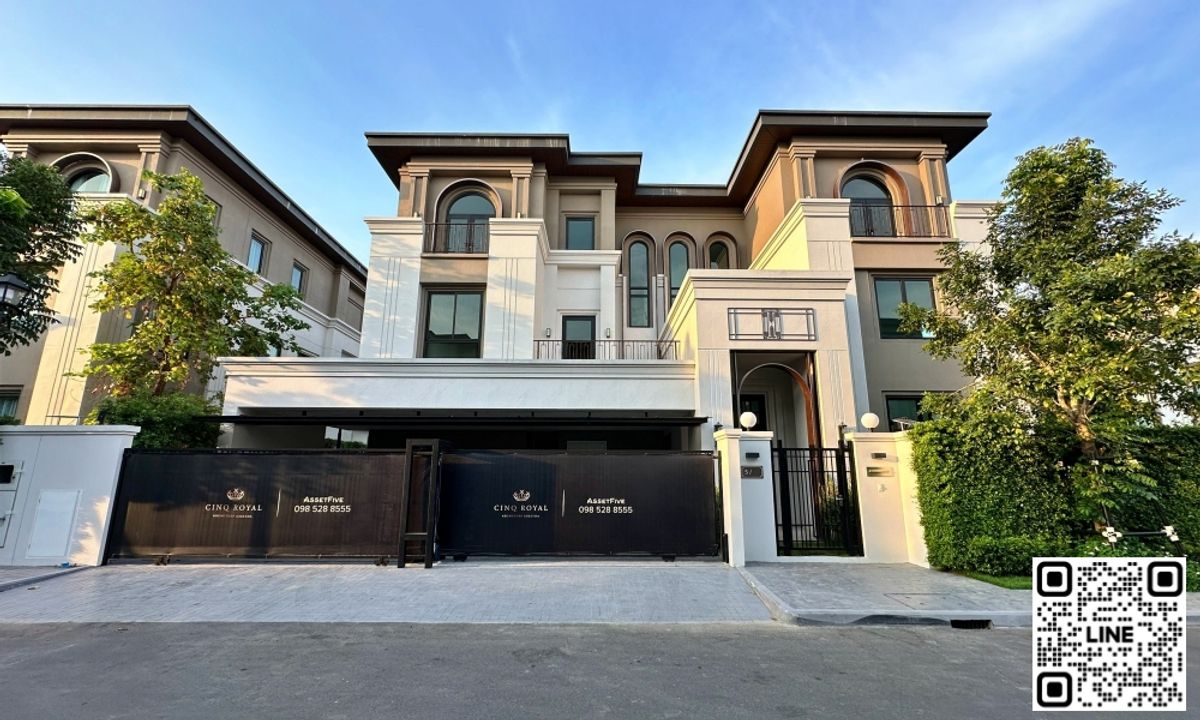 HousePattanakan, Srinakarin : 📲Line ID @556ryCCG 🏡NEW House 705 SQM Land 472 SQM 5 Bedroom 1 Maid Room Cinq Royal Krungthep Kreetha Fully Furnished Near International School