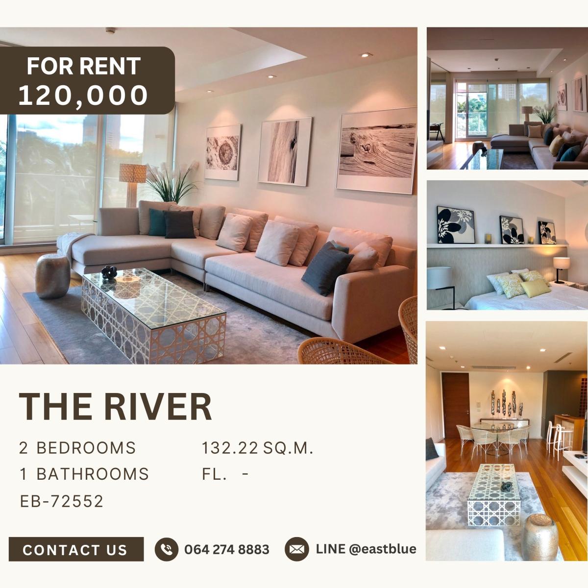 ให้เช่าคอนโดวงเวียนใหญ่ เจริญนคร : The River, 2 bed, 120000 per month