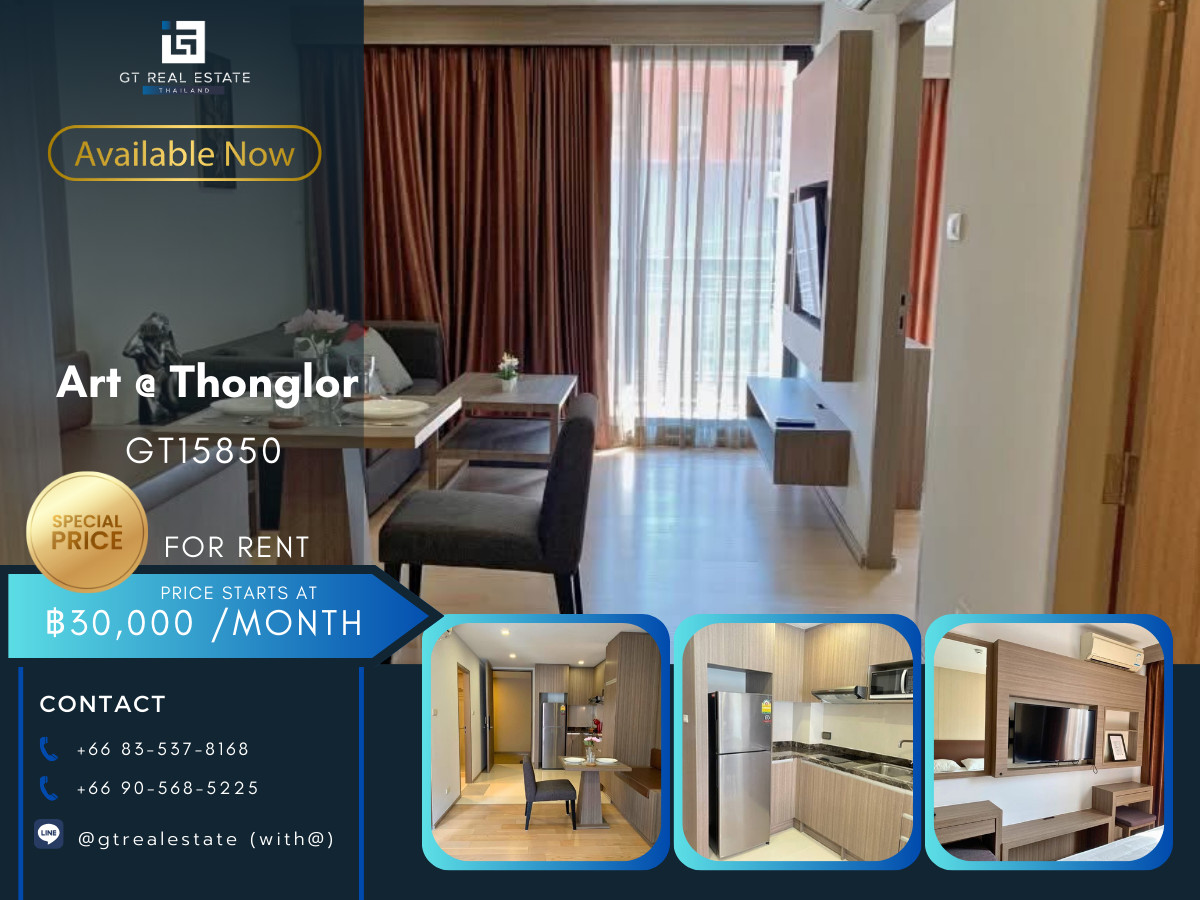 For RentCondoSukhumvit, Asoke, Thonglor : ✨ GT15850 | Condo Art@Thonglor 25, beautiful room, fully furnished. Ready to rent