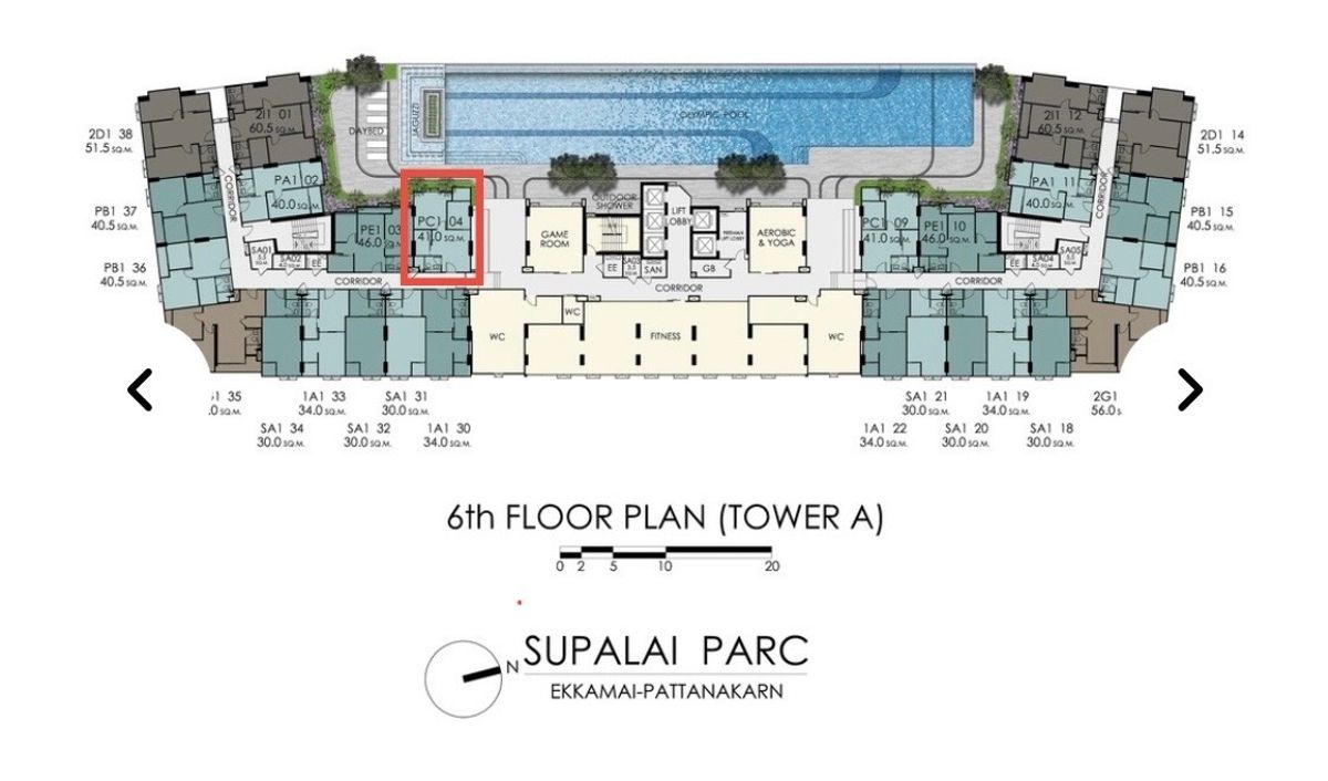 ขายดาวน์คอนโดพัฒนาการ ศรีนครินทร์ : ขายดาวน์ ห้อง 1 Bed Plus ตึก A ชั้นส่วนกลาง วิวสระน้ำ