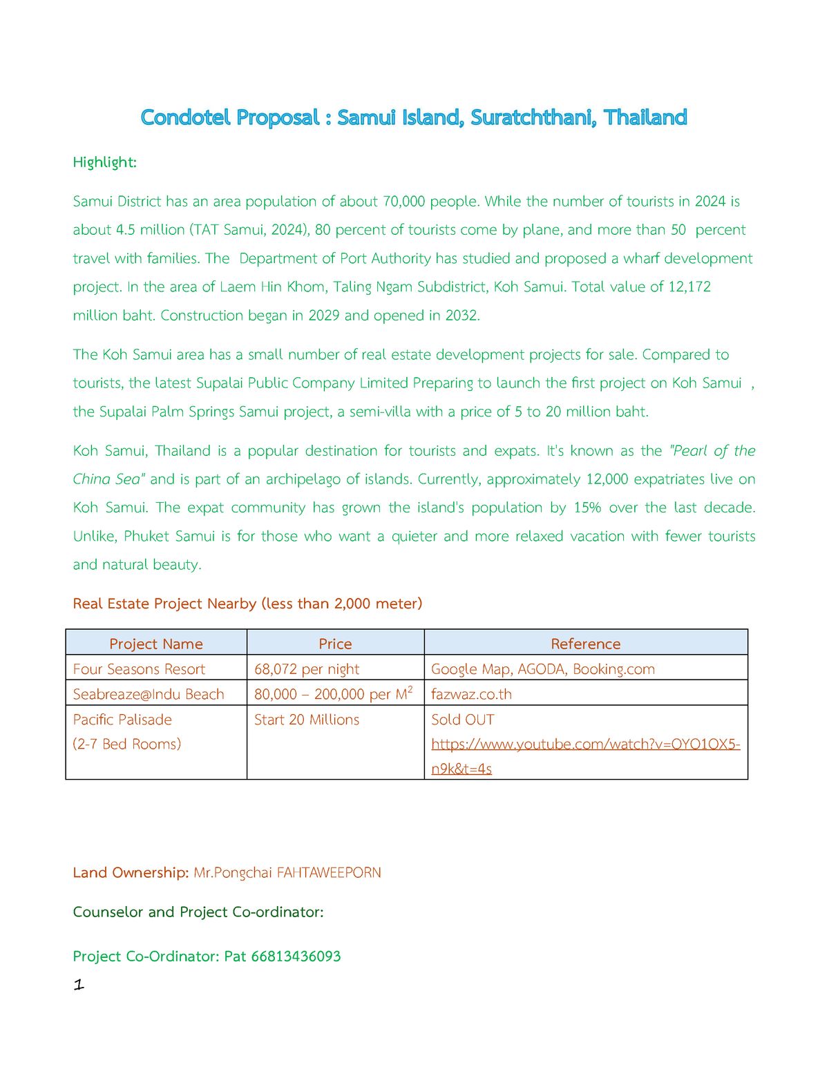For SaleLandKoh Samui, Surat Thani : 1 rai of land for sale, can be constructed. Koh Samui