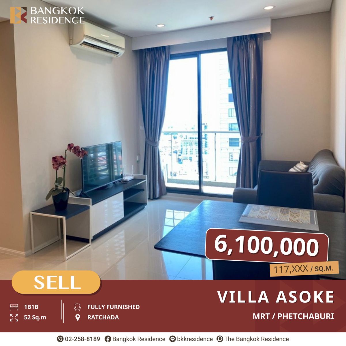 For SaleCondoRama9, Petchburi, RCA : Urgent Sale! Below Market Price “Villa Asoke“ Ready-to-Move-In Condo near MRT Phetchaburi