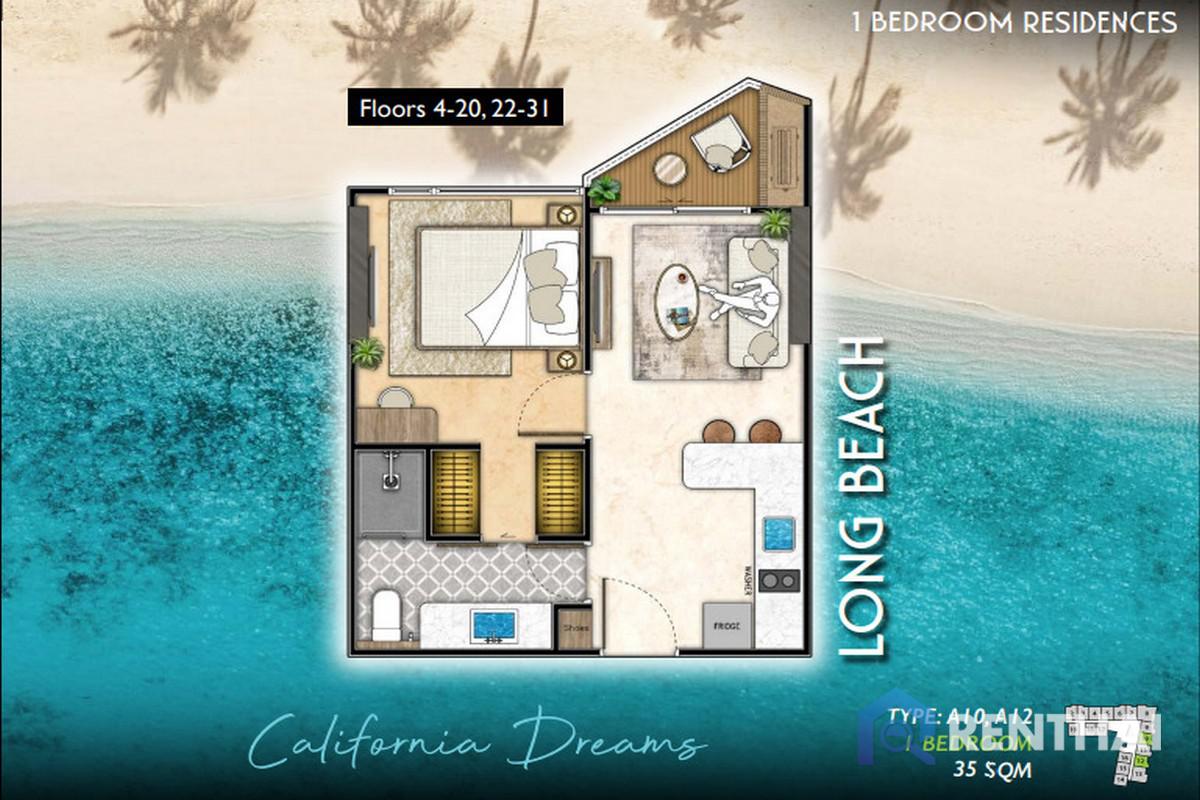 For SaleCondoPattaya, Bangsaen, Chonburi : Presale Luxury condominium The Riviera Santa Monica 1 bedroom 35 sqm