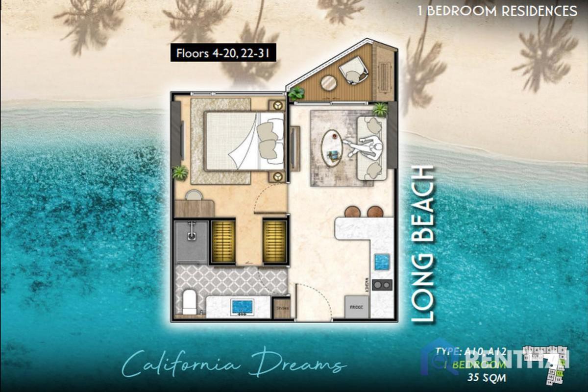 For SaleCondoPattaya, Bangsaen, Chonburi : Presale Luxury condominium The Riviera Santa Monica 1 bedroom 35 sqm